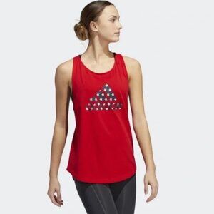 Adidas Racer Back Tank, Large, Red, American Flag Logo, Fitness, Athleisure EUC